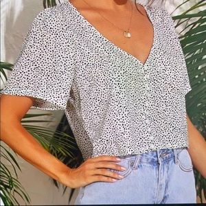 shein dalmatian print button up top
